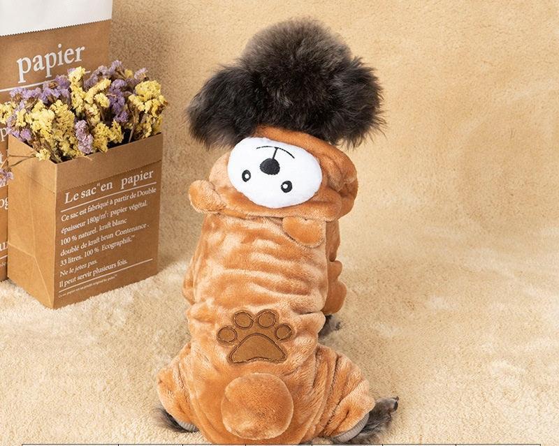 Autumn And Winter Dog Pet Costume Collection: Cozy Coral Fleece Cartoon Style - PawNexa