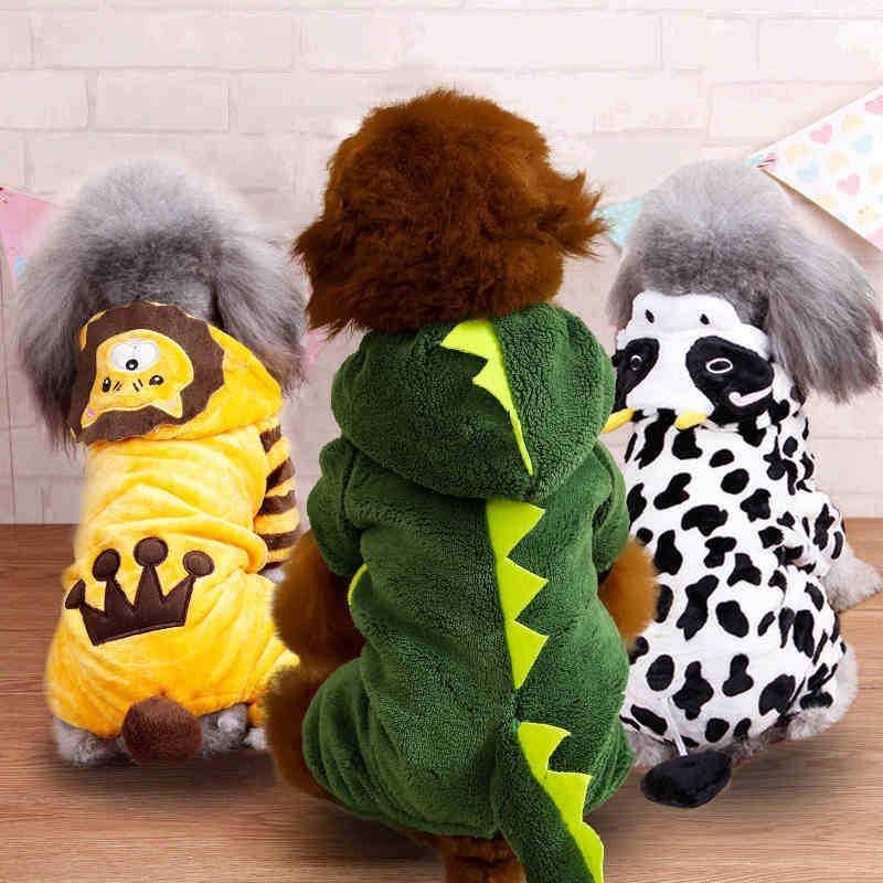 Autumn And Winter Dog Pet Costume Collection: Cozy Coral Fleece Cartoon Style - PawNexa